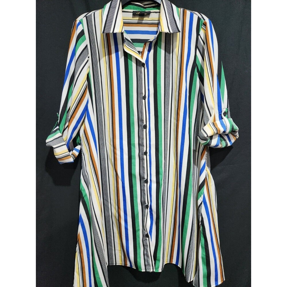 Melissa Paige Size Medium M Striped Shirt Dress Button Front Women’s Top